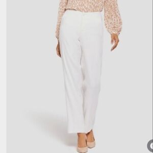 NYDJ Marilyn Straight White Stretch Linen Pants - Size 10